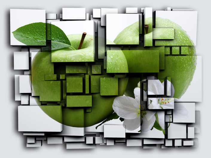 3D cubes green Apple 00397