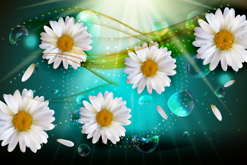 Chamomile in spring and summer background 3D 00893