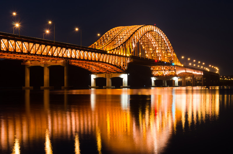 Reflection  bridge Bangwa in Seoul 00969
