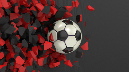 Soccer ball in wall 3D 00404