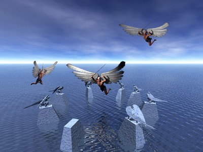 Surreal world of angels 3D. 00912