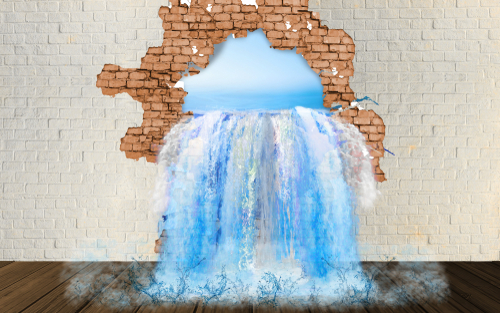 Water flows out of the 3D wall 00907 